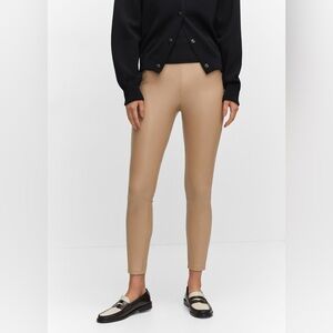 Mango sand faux leather leggings NWT